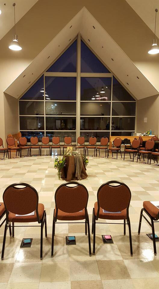 chairs set up in a circle facing inward